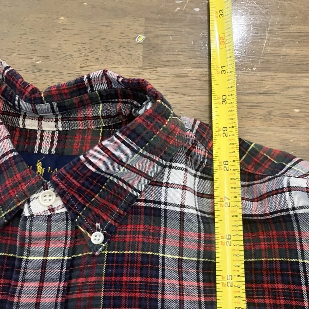 Polo by Ralph Lauren Oxford Men's Large Classic Fit Button Down Tartan Red Green